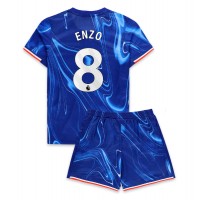 Chelsea Enzo Fernandez #8 Heimtrikotsatz Kinder 2024-25 Kurzarm (+ Kurze Hosen)